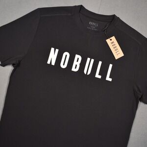 NOBULL Mens Ultrasoft Workout Tee Black Large Chest Logo White Performance Slim